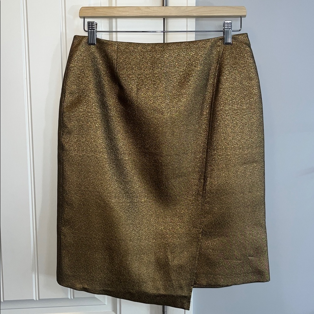Vera Mont golden metallic midi skirt 8